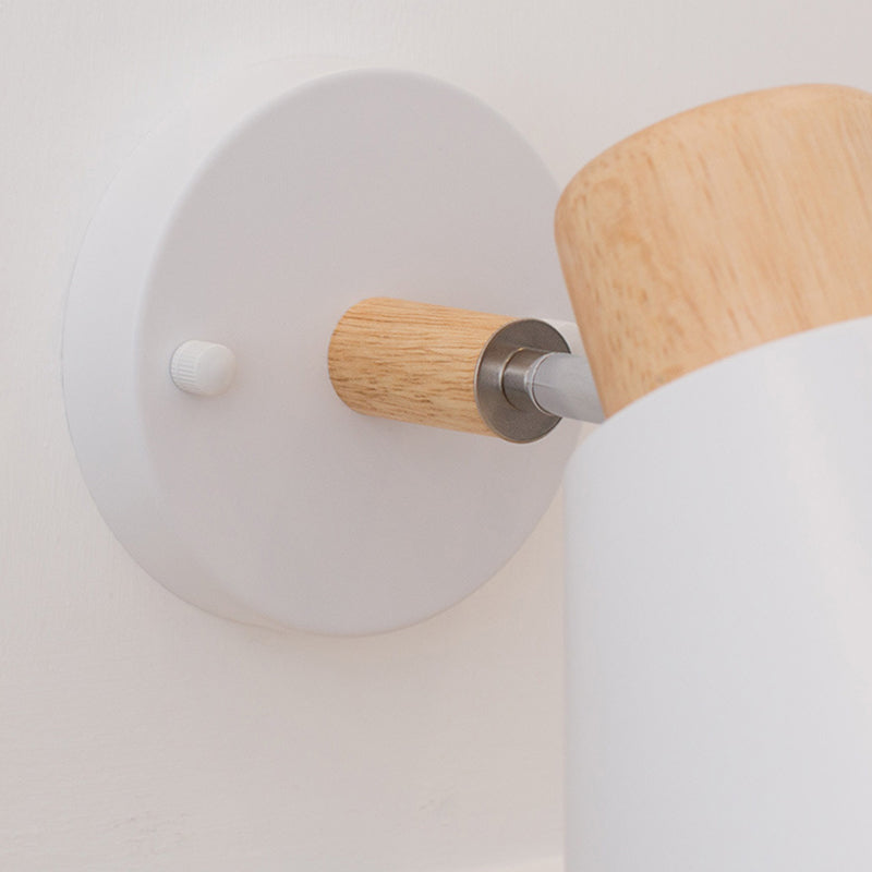 Modernism Metal Shaded Wall Light Polish Finish Wood Lighting for Room
