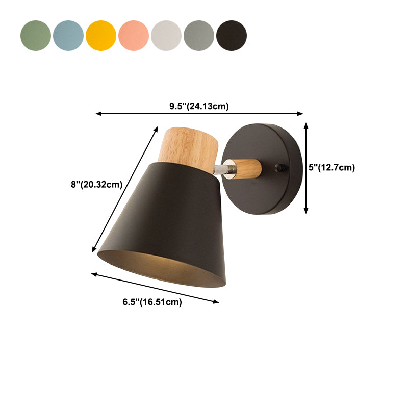 Modernism Metal Shaded Wall Light Polish Finish Wood Lighting for Room