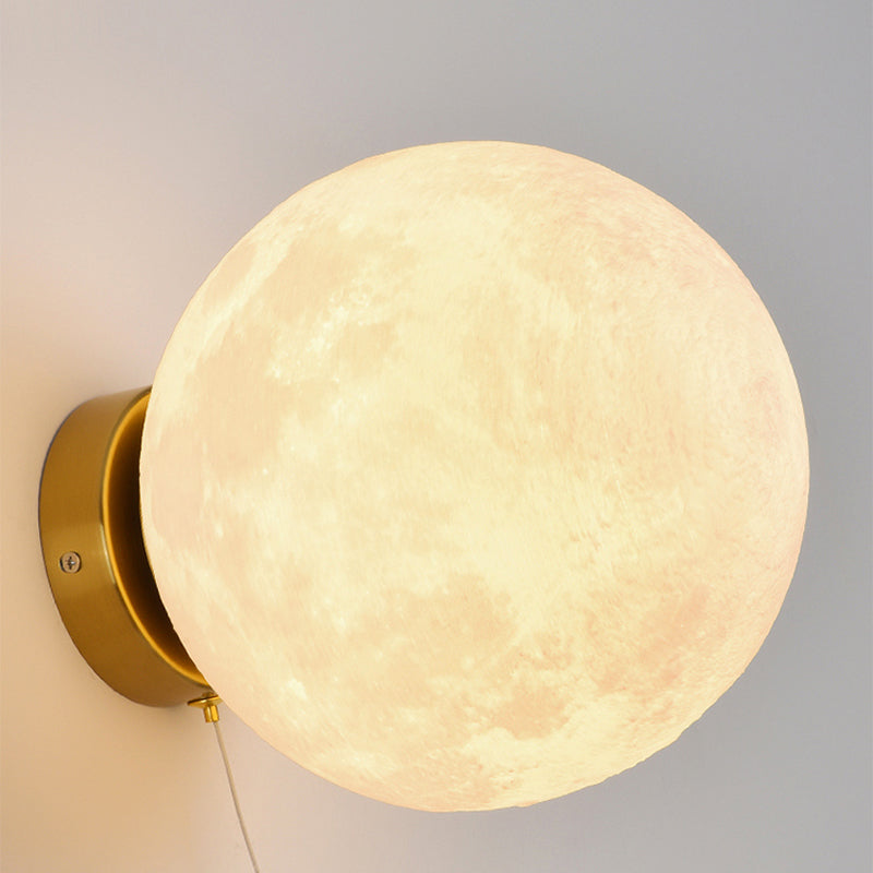 Kids Style 1 - Light Wall Sconce in White Moon Shape Resin and Iron Wall Light
