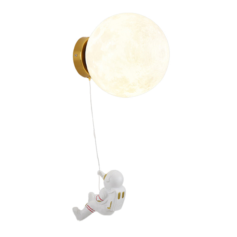 Kids Style 1 - Light Wall Sconce in White Moon Shape Resin and Iron Wall Light