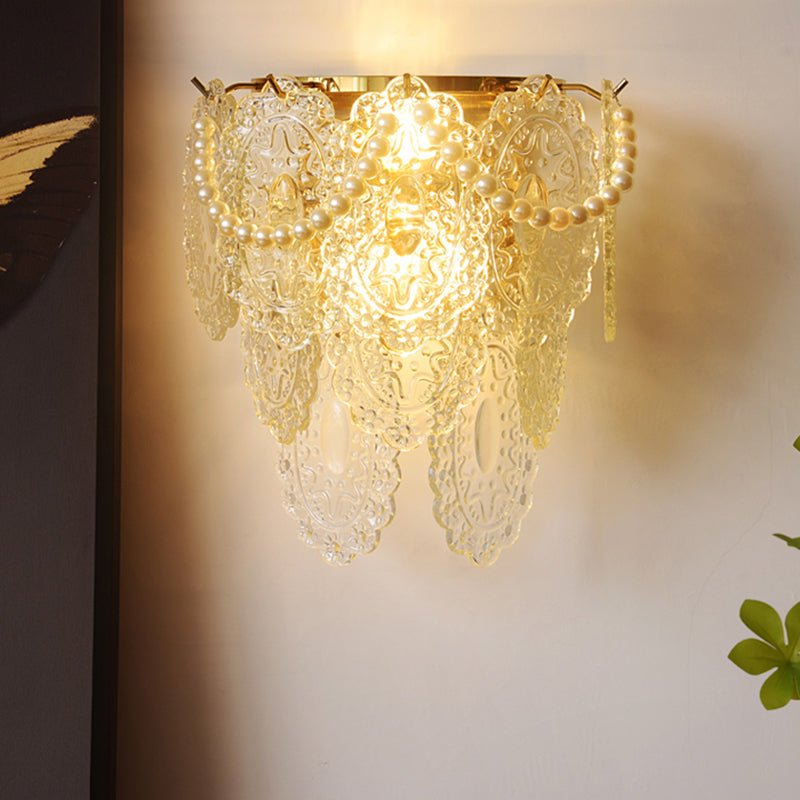 Wall Light Fixture Modern Style Glass Shaded Wall Mount Lighting