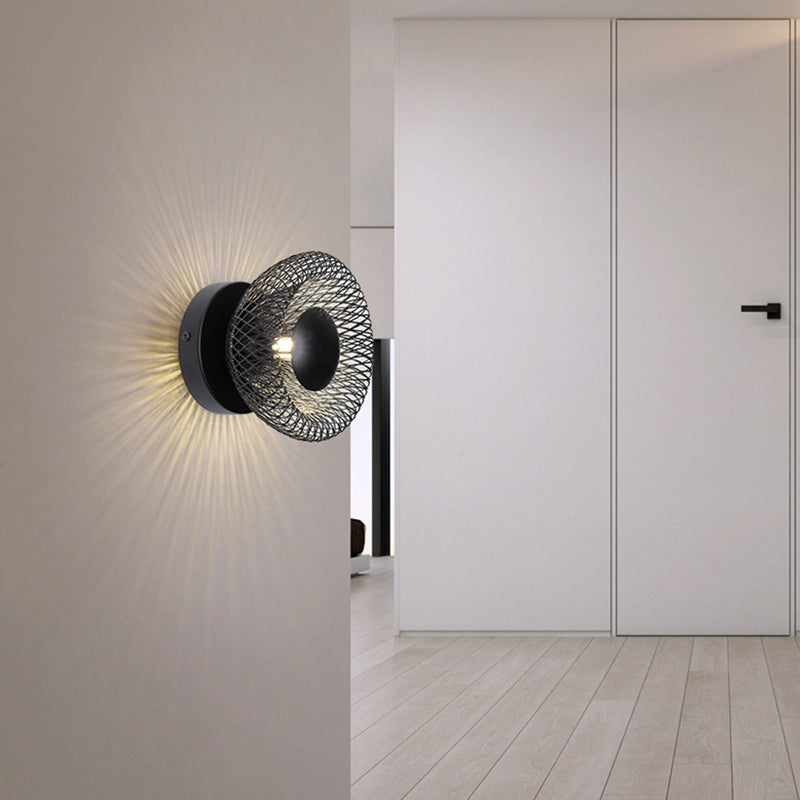 Contemporary Wall Sconce Circular Metal Wall Light for Bedroom