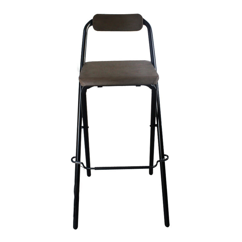 Contemporary Metal Barstool Wood Rectangle Cushion with Chrome Base
