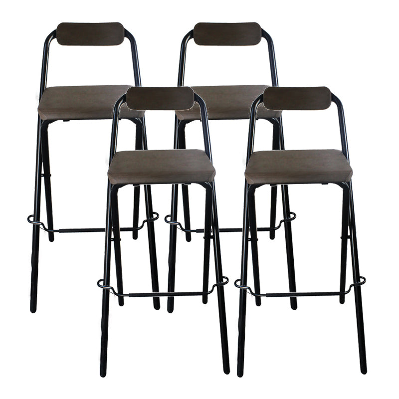 Contemporary Metal Barstool Wood Rectangle Cushion with Chrome Base