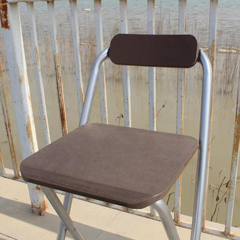 Contemporary Metal Barstool Wood Rectangle Cushion with Chrome Base