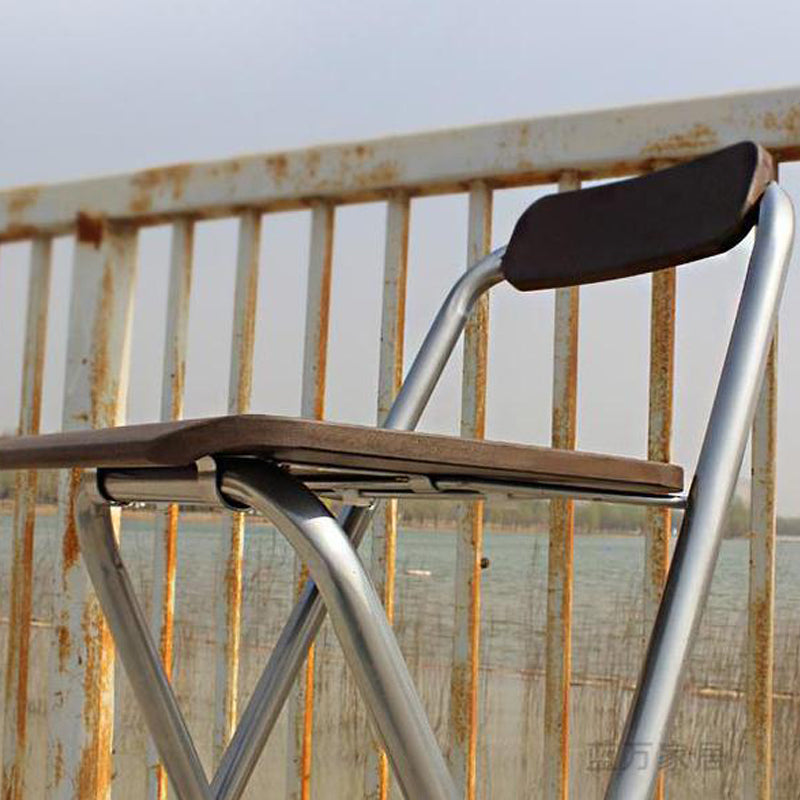 Contemporary Metal Barstool Wood Rectangle Cushion with Chrome Base