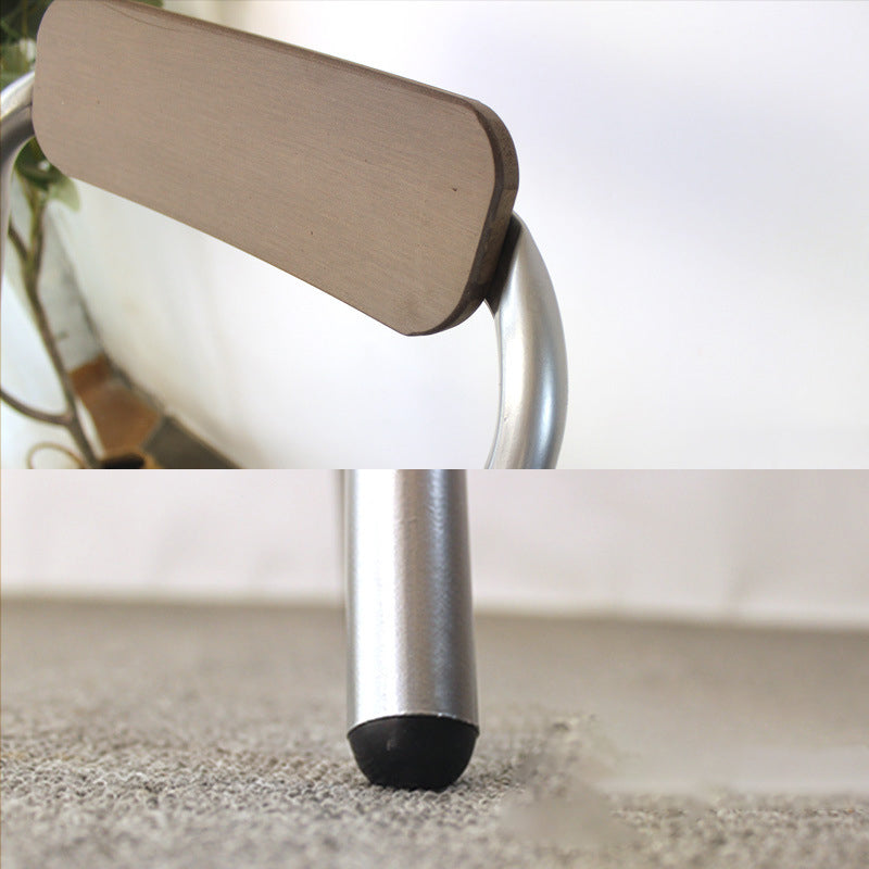 Contemporary Metal Barstool Wood Rectangle Cushion with Chrome Base