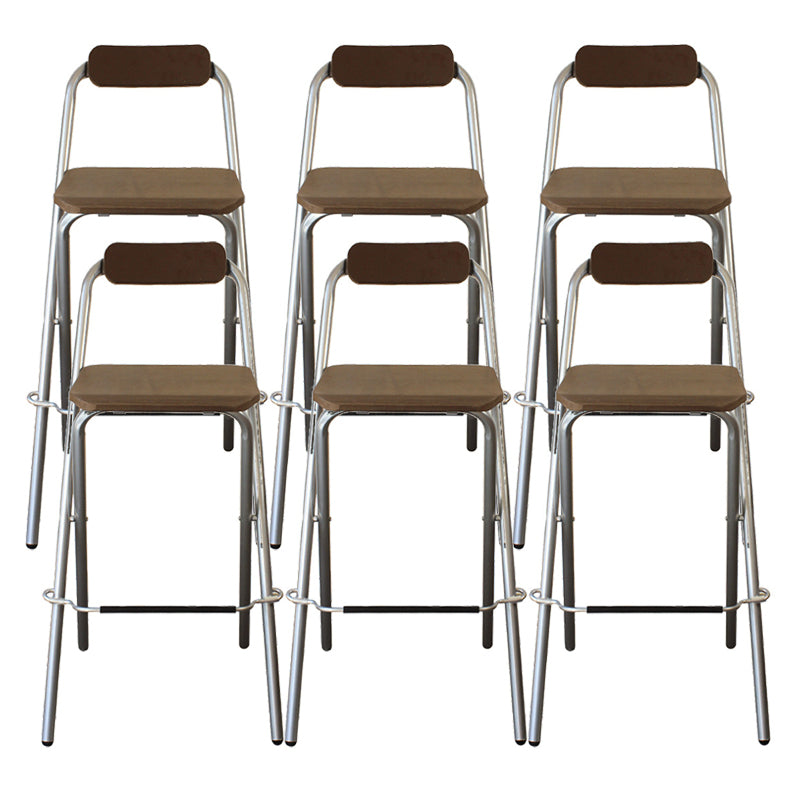 Contemporary Metal Barstool Wood Rectangle Cushion with Chrome Base