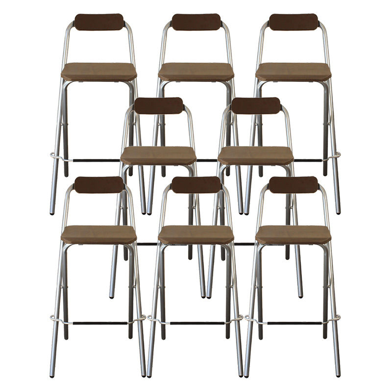Contemporary Metal Barstool Wood Rectangle Cushion with Chrome Base