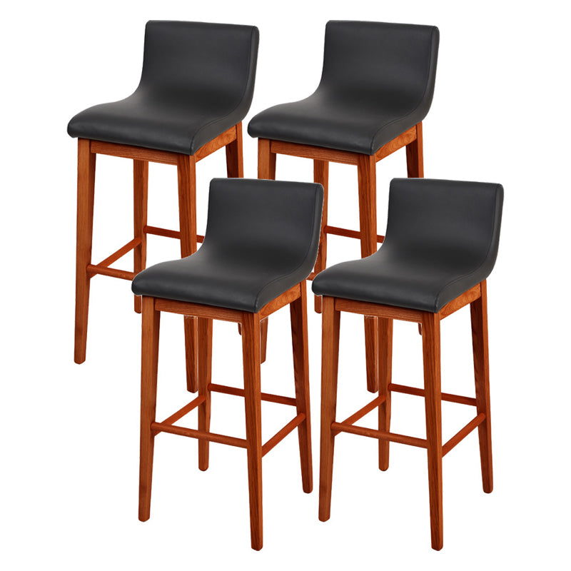 Low Back Leather Counter Stool Modern Ash Solid Wood Base Bar Stool