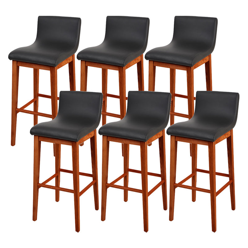 Low Back Leather Counter Stool Modern Ash Solid Wood Base Bar Stool