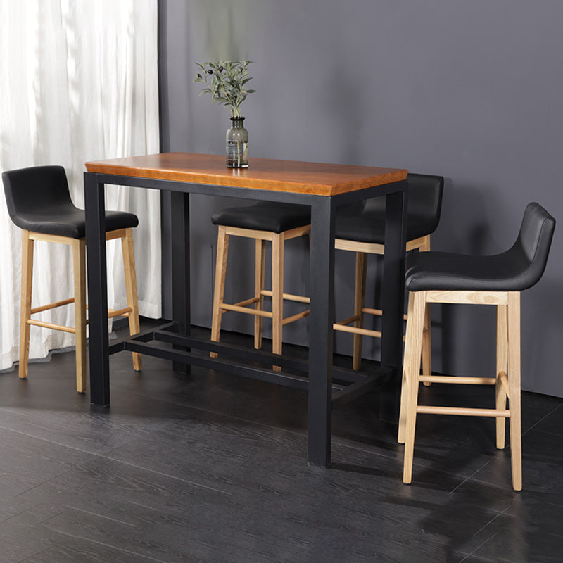 Low Back Leather Counter Stool Modern Ash Solid Wood Base Bar Stool