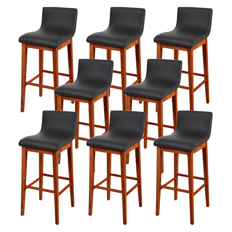 Low Back Leather Counter Stool Modern Ash Solid Wood Base Bar Stool