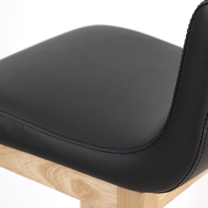 Low Back Leather Counter Stool Modern Ash Solid Wood Base Bar Stool