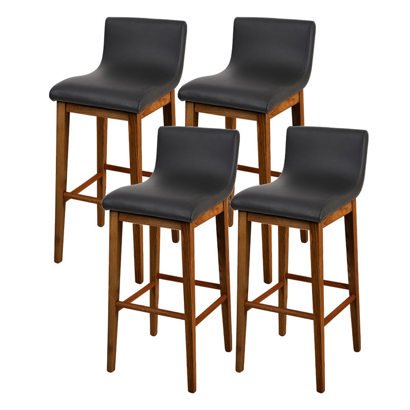 Low Back Leather Counter Stool Modern Ash Solid Wood Base Bar Stool