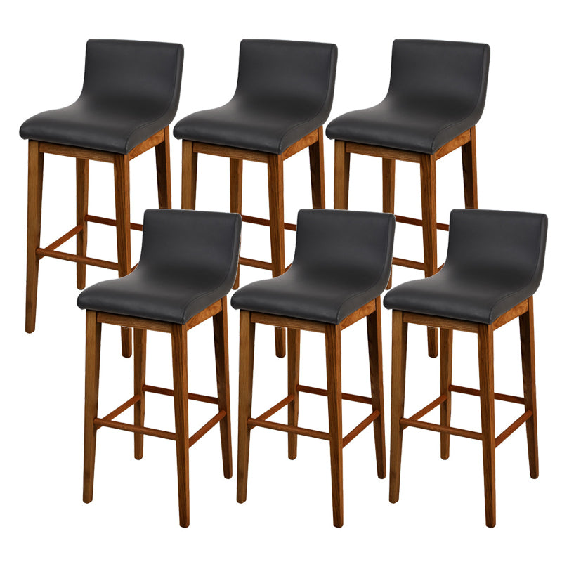 Low Back Leather Counter Stool Modern Ash Solid Wood Base Bar Stool