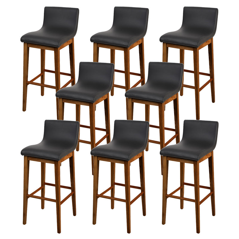 Low Back Leather Counter Stool Modern Ash Solid Wood Base Bar Stool