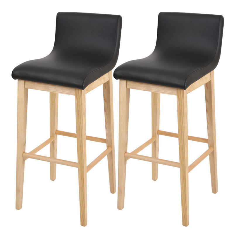 Low Back Leather Counter Stool Modern Ash Solid Wood Base Bar Stool