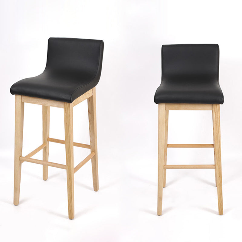 Low Back Leather Counter Stool Modern Ash Solid Wood Base Bar Stool