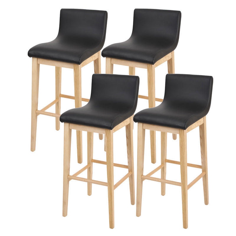 Low Back Leather Counter Stool Modern Ash Solid Wood Base Bar Stool