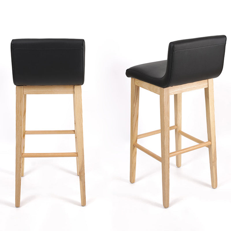Low Back Leather Counter Stool Modern Ash Solid Wood Base Bar Stool