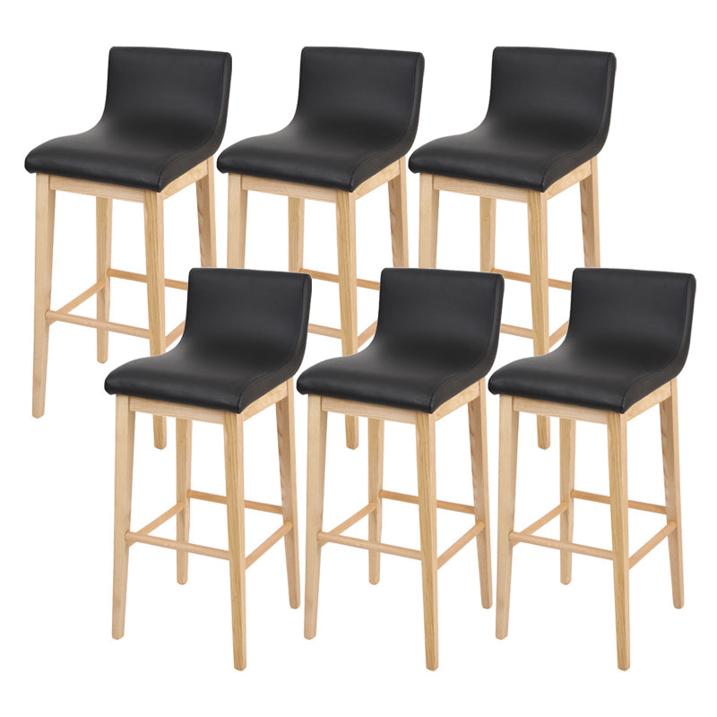 Low Back Leather Counter Stool Modern Ash Solid Wood Base Bar Stool