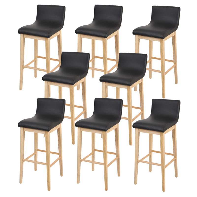 Low Back Leather Counter Stool Modern Ash Solid Wood Base Bar Stool