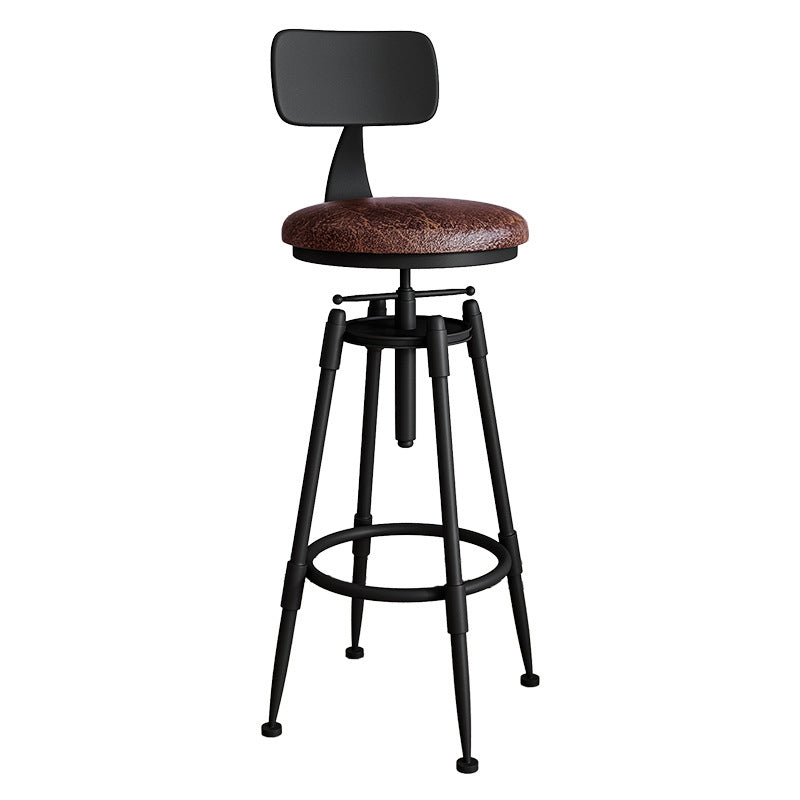 Contemporary Metal Barstool Wood Faux Leather Counter Stool in Matte Finish for Indoor