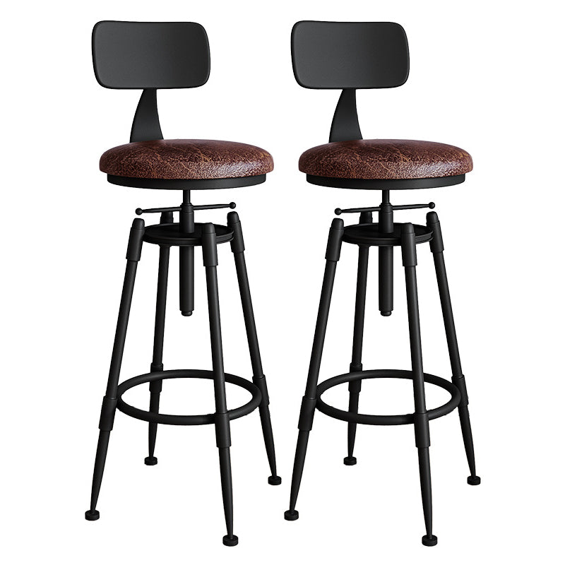Contemporary Metal Barstool Wood Faux Leather Counter Stool in Matte Finish for Indoor