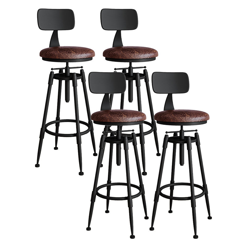 Contemporary Metal Barstool Wood Faux Leather Counter Stool in Matte Finish for Indoor