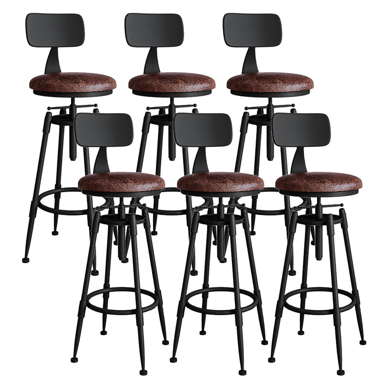 Contemporary Metal Barstool Wood Faux Leather Counter Stool in Matte Finish for Indoor