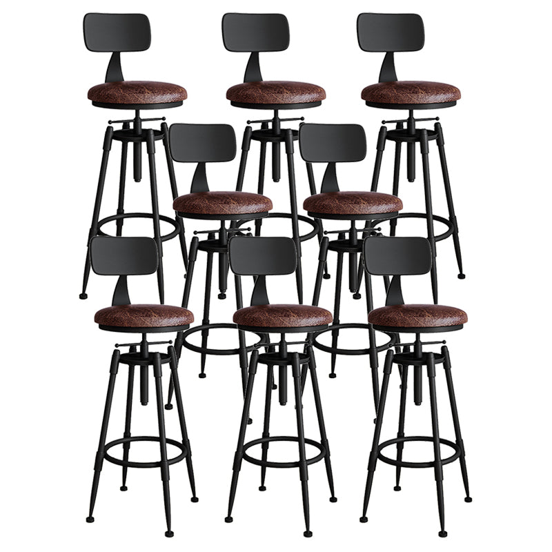 Contemporary Metal Barstool Wood Faux Leather Counter Stool in Matte Finish for Indoor