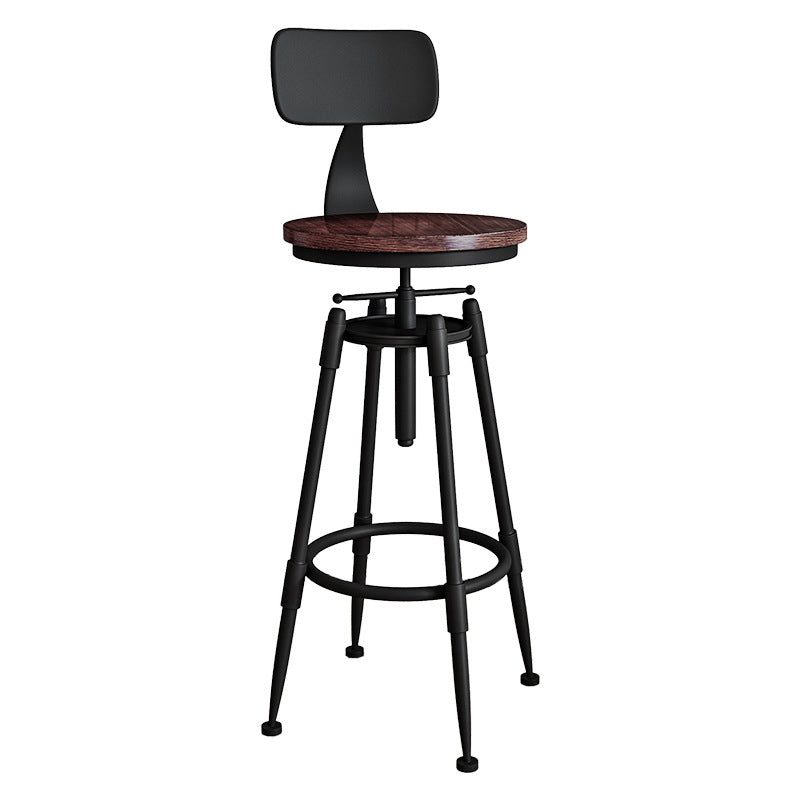 Contemporary Metal Barstool Wood Faux Leather Counter Stool in Matte Finish for Indoor