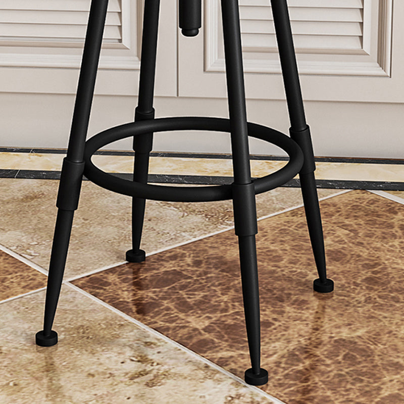 Contemporary Metal Barstool Wood Faux Leather Counter Stool in Matte Finish for Indoor