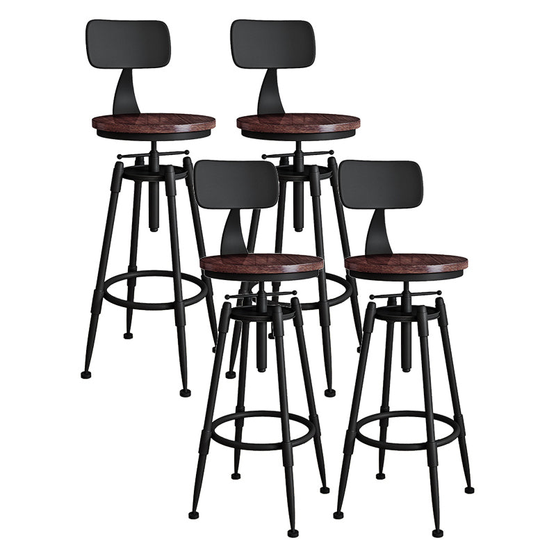 Contemporary Metal Barstool Wood Faux Leather Counter Stool in Matte Finish for Indoor