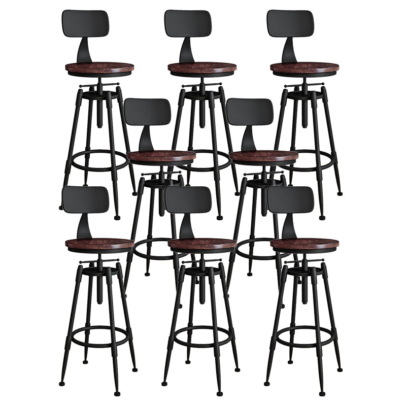 Contemporary Metal Barstool Wood Faux Leather Counter Stool in Matte Finish for Indoor