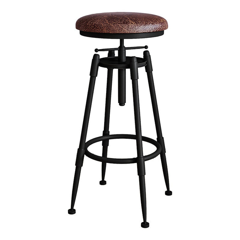 Contemporary Metal Barstool Wood Faux Leather Counter Stool in Matte Finish for Indoor