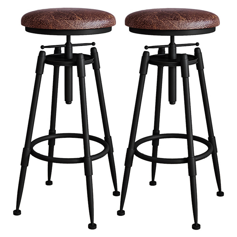 Contemporary Metal Barstool Wood Faux Leather Counter Stool in Matte Finish for Indoor