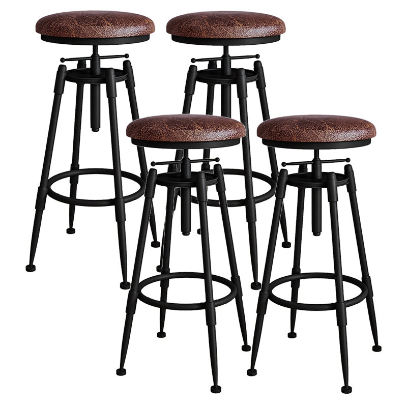Contemporary Metal Barstool Wood Faux Leather Counter Stool in Matte Finish for Indoor
