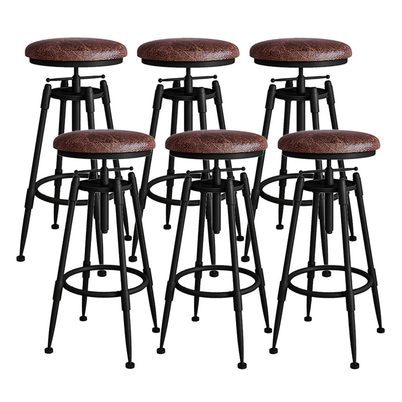 Contemporary Metal Barstool Wood Faux Leather Counter Stool in Matte Finish for Indoor