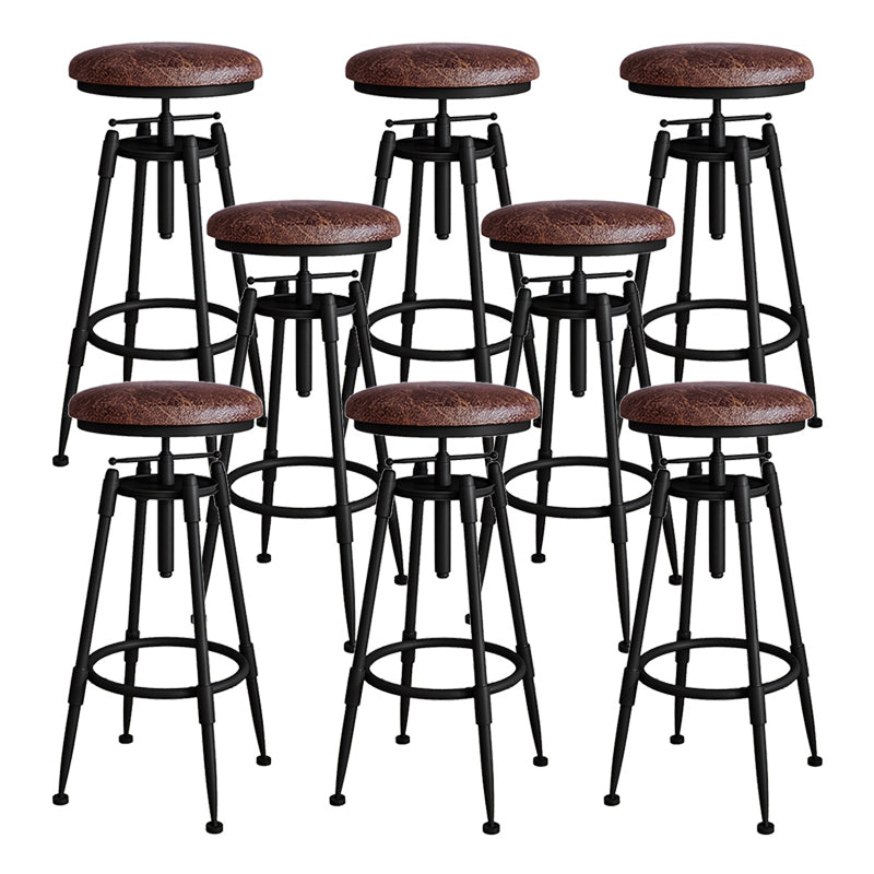 Contemporary Metal Barstool Wood Faux Leather Counter Stool in Matte Finish for Indoor