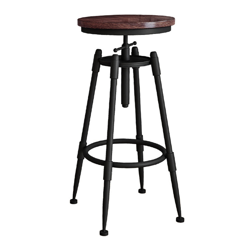Contemporary Metal Barstool Wood Faux Leather Counter Stool in Matte Finish for Indoor