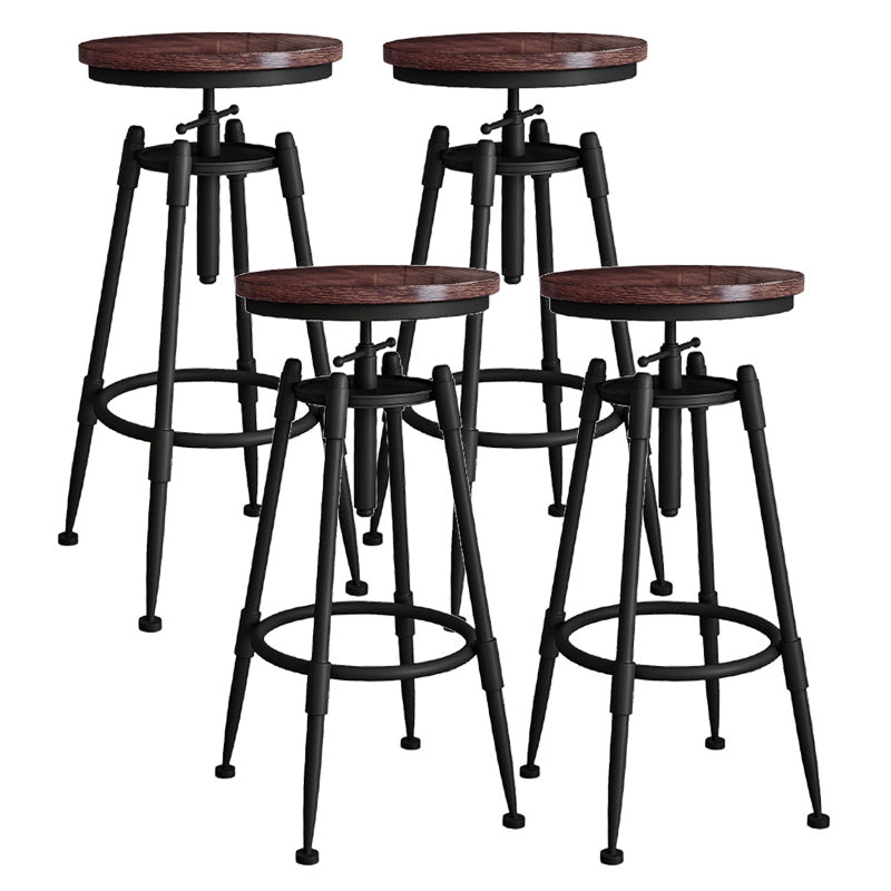 Contemporary Metal Barstool Wood Faux Leather Counter Stool in Matte Finish for Indoor