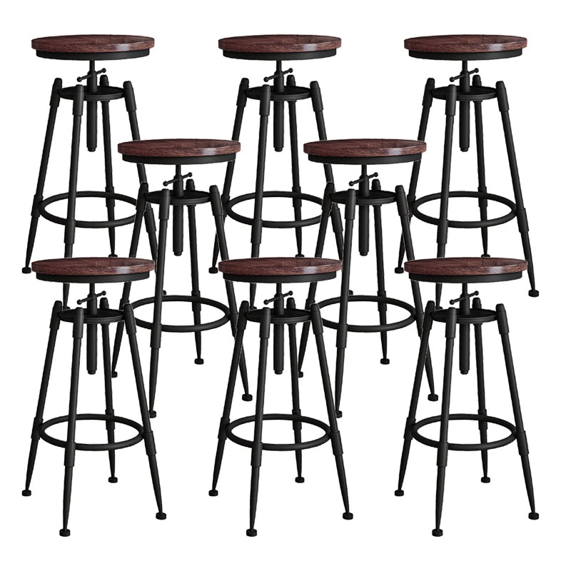 Contemporary Metal Barstool Wood Faux Leather Counter Stool in Matte Finish for Indoor