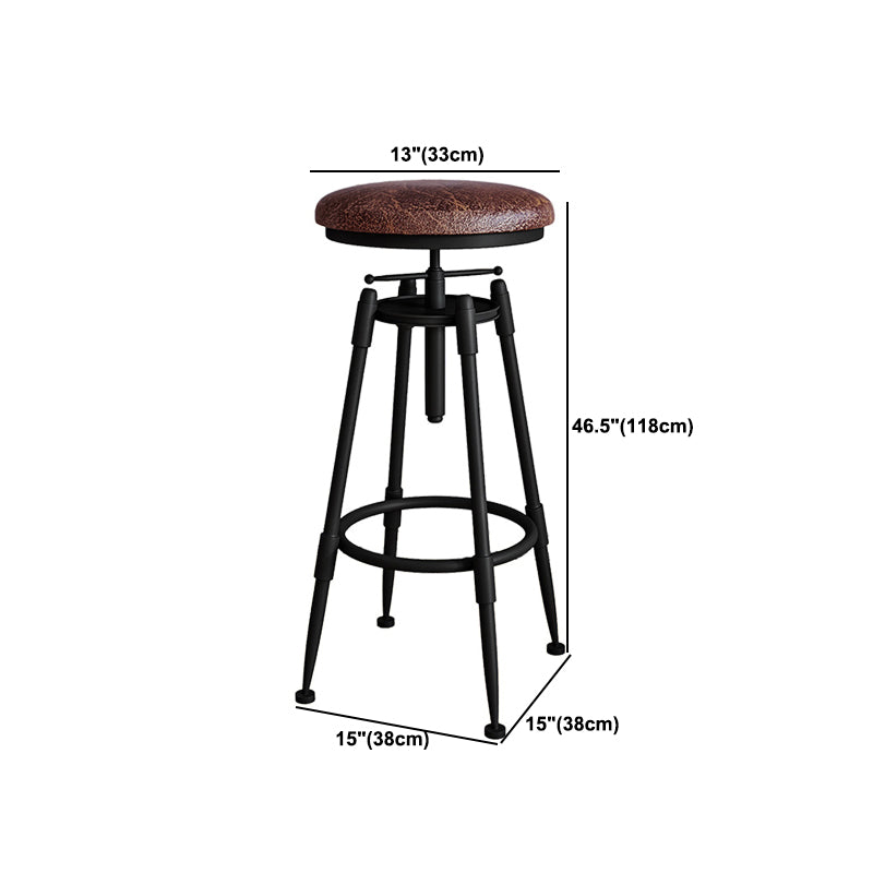 Contemporary Metal Barstool Wood Faux Leather Counter Stool in Matte Finish for Indoor