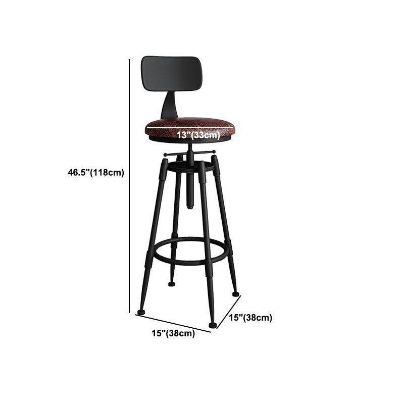 Contemporary Metal Barstool Wood Faux Leather Counter Stool in Matte Finish for Indoor