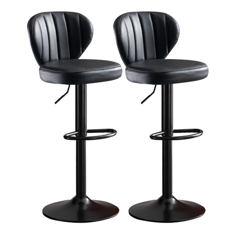 Modern Adjustable Height Swivel Stool Leather Upholstered Stool