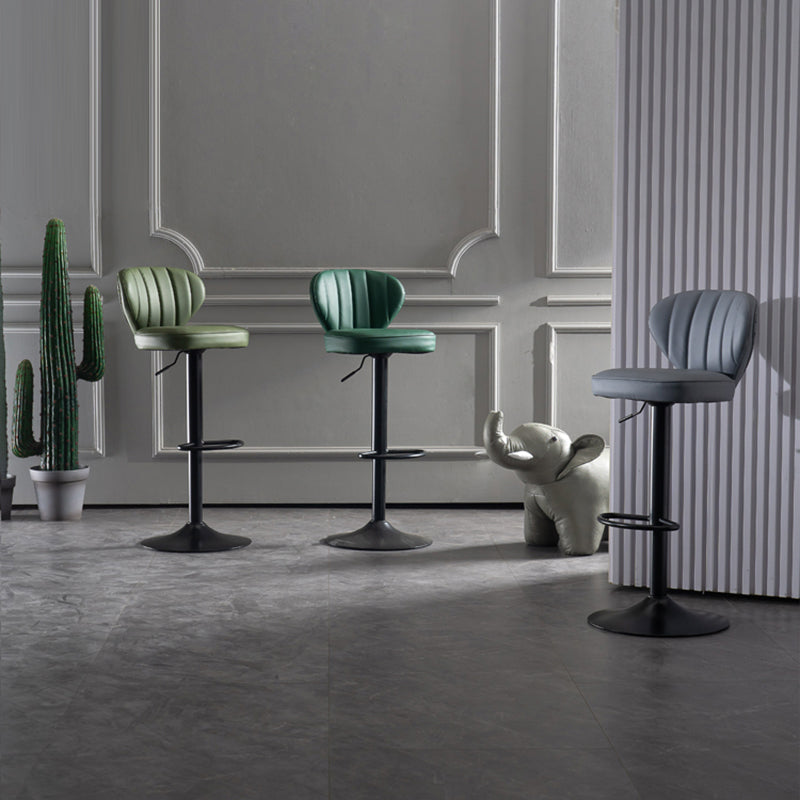 Modern Adjustable Height Swivel Stool Leather Upholstered Stool