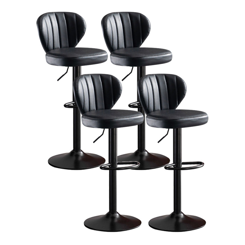 Modern Adjustable Height Swivel Stool Leather Upholstered Stool