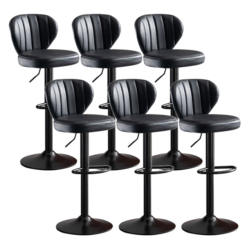 Modern Adjustable Height Swivel Stool Leather Upholstered Stool